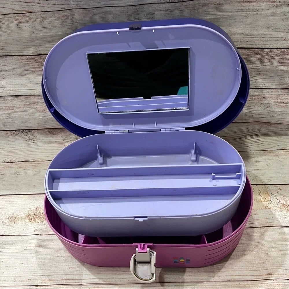 Caboodles Cosmetic Makeup Case 2642 Purple 80s Vintage w/ Mirror